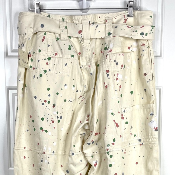 FREE PEOPLE Painter Pants NEW Size 6 Ecru Splatter NEW With Tag - Picture 11 of 15